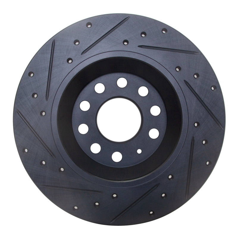 Audi Q3 Brake Rotor (1) - Rear Right - R1 Concepts - Drilled & Slotted - Black - `16-`25